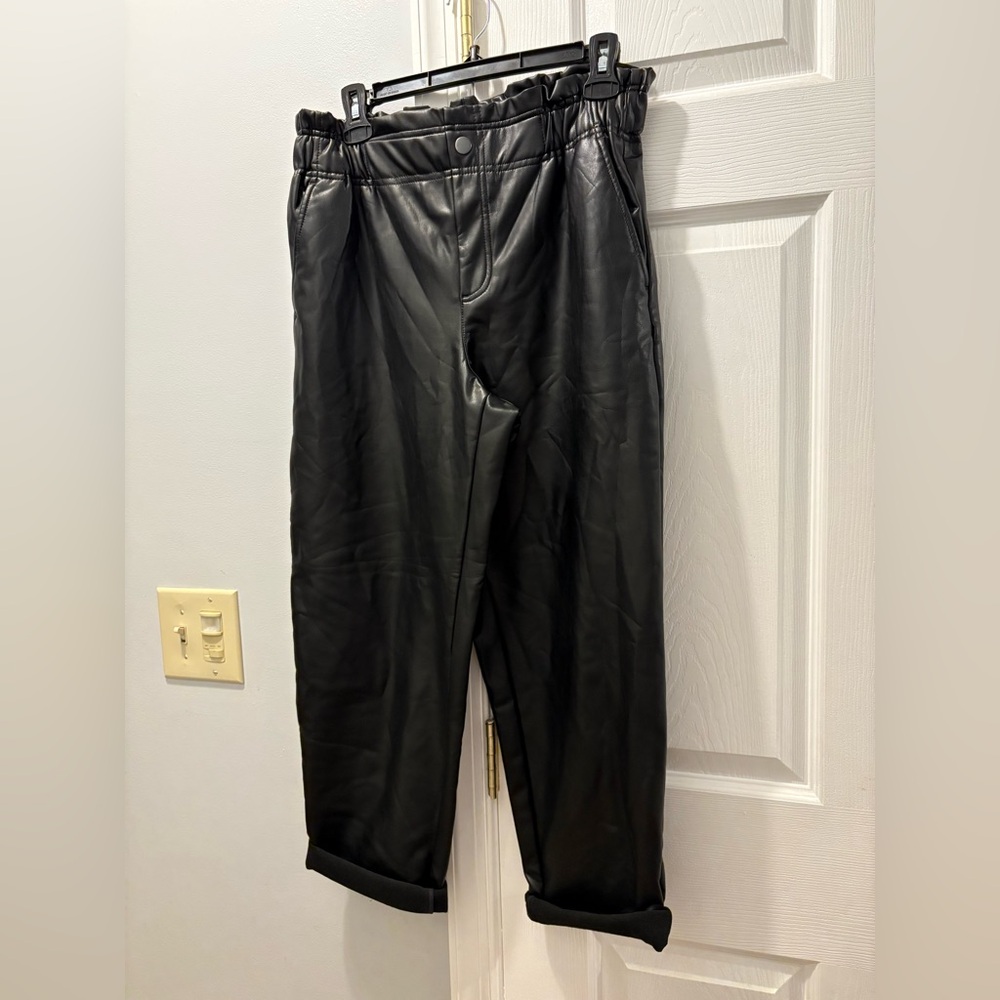 Loft outlet faux paper bag waist leather pants size medium